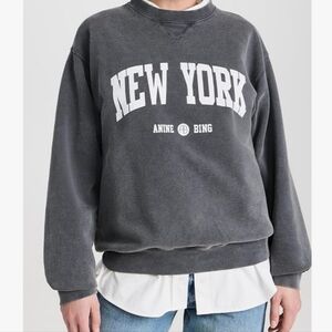 Anine Bing New York Graphic Crewneck Sweater - Dark Gray